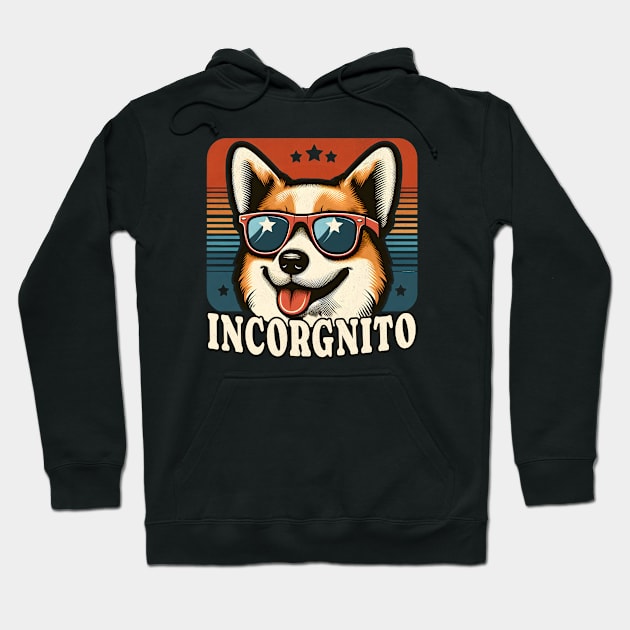 Retro Corgi Going Incognito - Incorgnito Hoodie by BeanStiks